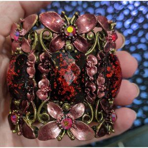 Pink And Red Butterfly Fairy Cuff Bracelet